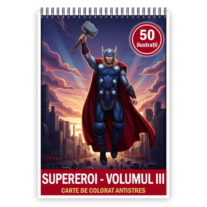 Carte de colorat pentru copii, 50 de ilustratii Supereroi - Volumul III, 106 pagini [1]