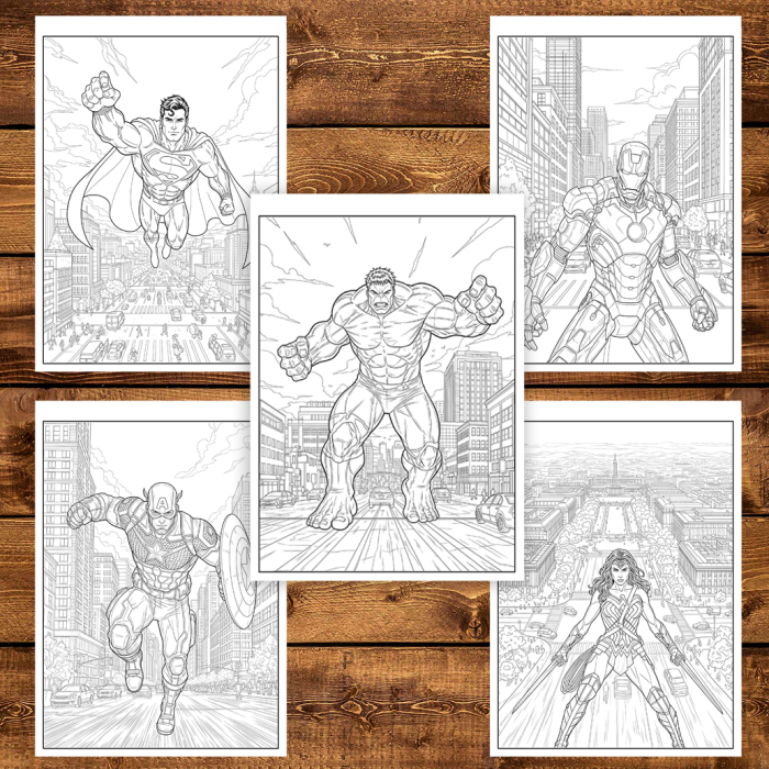 Carte de colorat pentru copii, 50 de ilustratii Supereroi - Volumul III, 106 pagini [4]