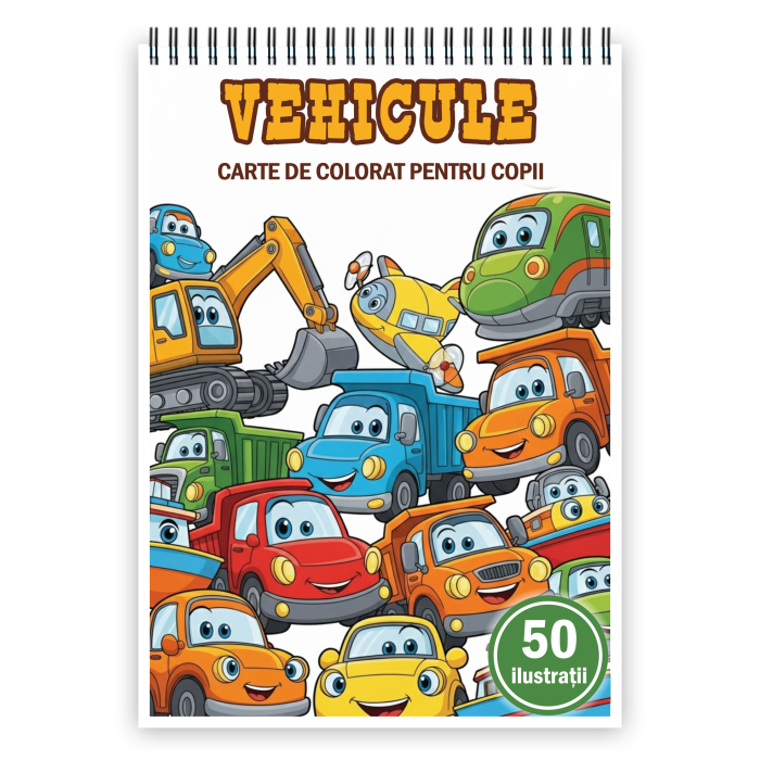 Carte de colorat pentru copii , 50 de ilustratii Vehicule, 106 pagini [1]