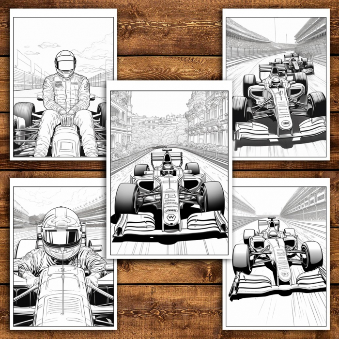 Carte de colorat pentru relaxare si antistres, 25 de ilustratii, Formula 1, 56 pagini [6]