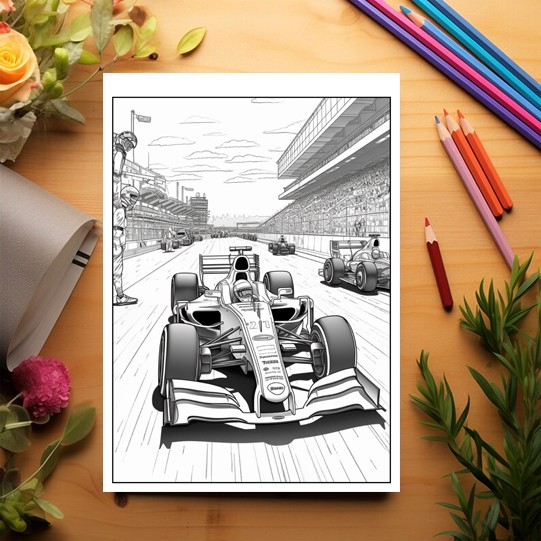 Carte de colorat pentru relaxare si antistres, 25 de ilustratii, Formula 1, 56 pagini [3]