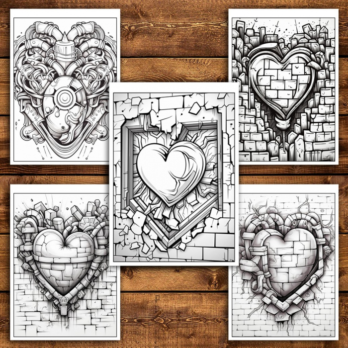 Carte de colorat pentru relaxare si antistres, 25 de ilustratii, Graffiti Heart, 56 pagini [4]