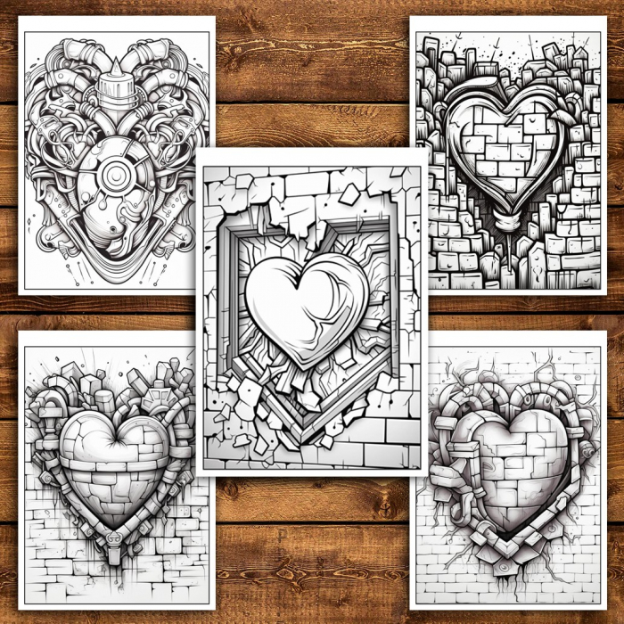 Carte de colorat pentru relaxare si antistres, 25 de ilustratii, Graffiti Heart, 56 pagini [4]