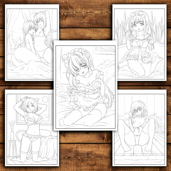 Carte de colorat pentru relaxare si antistres, 30 de ilustratii, Erotic Manga, 66 pagini [5]