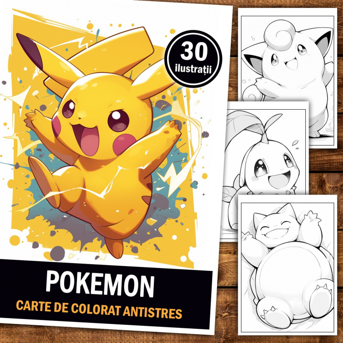 Carte de colorat pentru relaxare si antistres, 30 de ilustratii, Pokemon, 66 pagini [2]