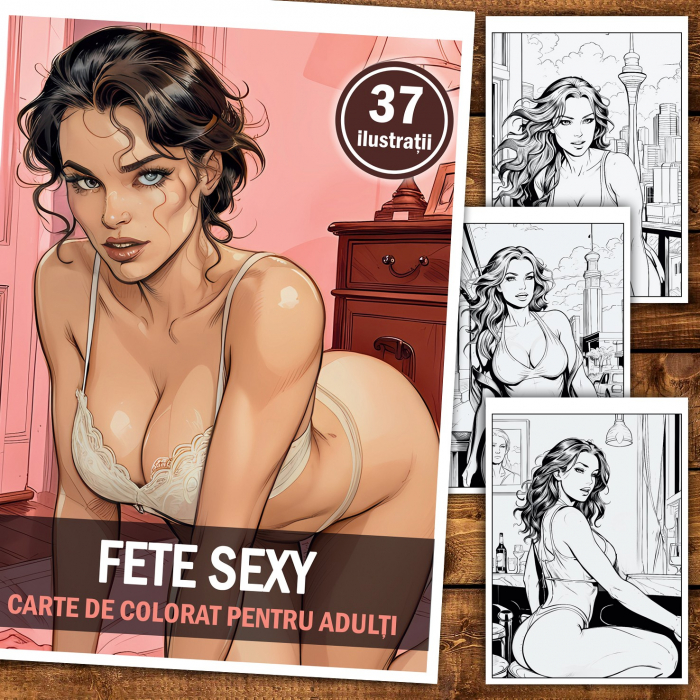 Carte de colorat pentru relaxare si antistres, 37 de ilustratii, Fete Sexy, 80 pagini [2]