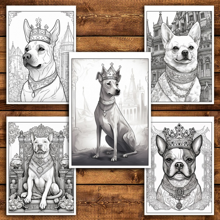 Carte de colorat pentru relaxare si antistres, 38 de ilustratii, Majestic Dogs, 82 pagini [4]