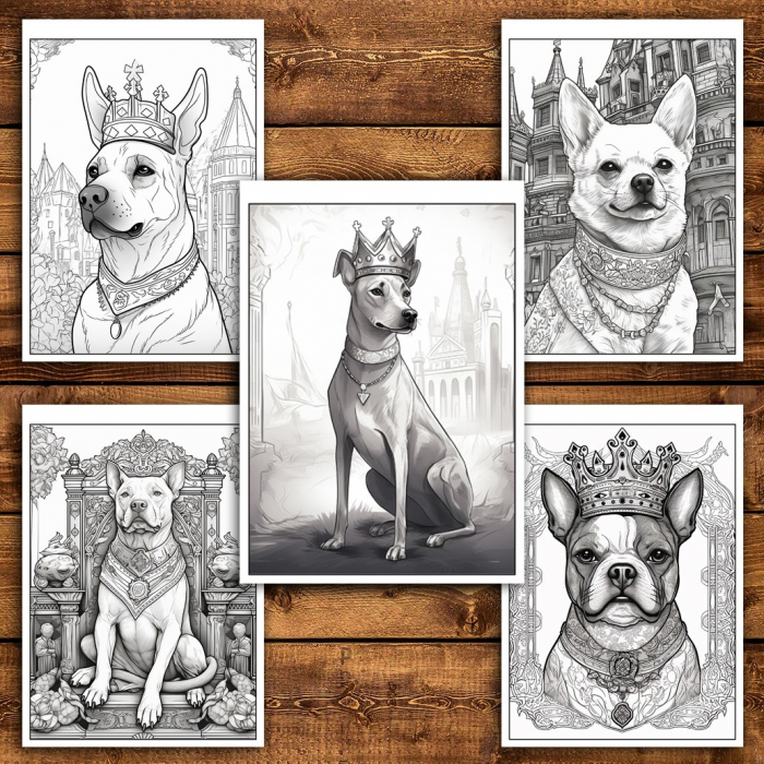 Carte de colorat pentru relaxare si antistres, 38 de ilustratii, Majestic Dogs, 82 pagini [4]