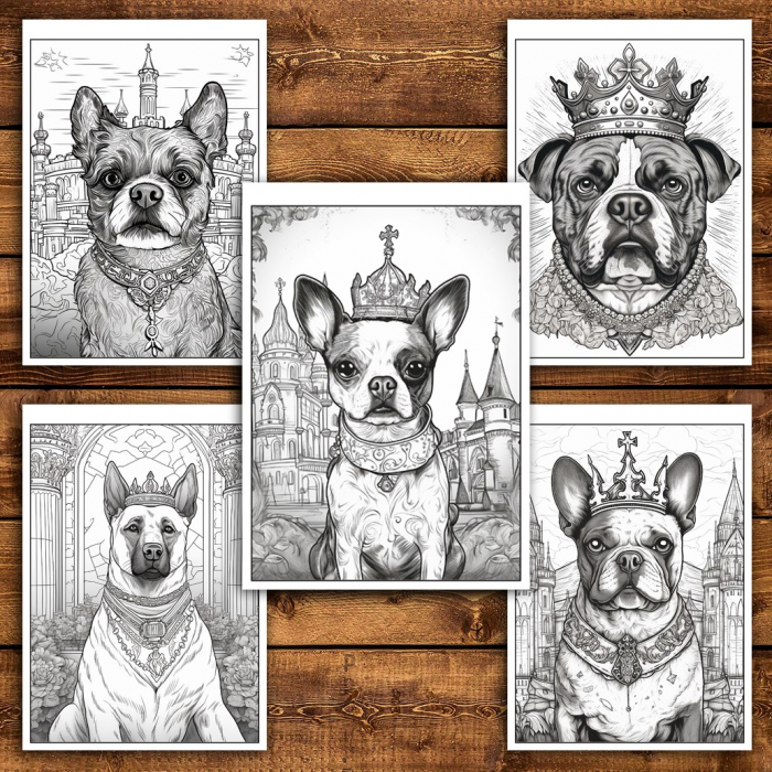 Carte de colorat pentru relaxare si antistres, 38 de ilustratii, Majestic Dogs, 82 pagini [5]