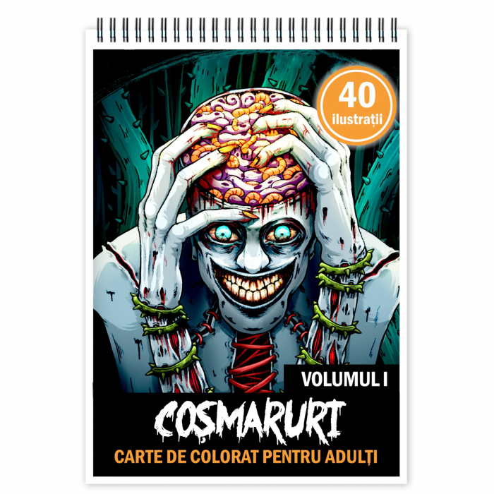 Carte de colorat pentru relaxare si antistres, 40 de ilustratii, Cosmaruri - Volumul I, 86 pagini [1]