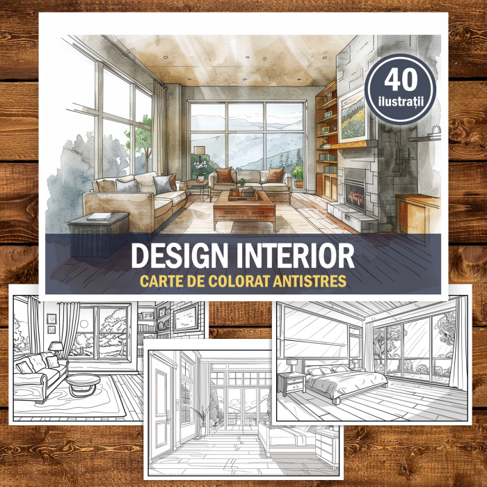 Carte de colorat pentru relaxare si antistres, 40 de ilustratii, Design Interior, 86 pagini [2]