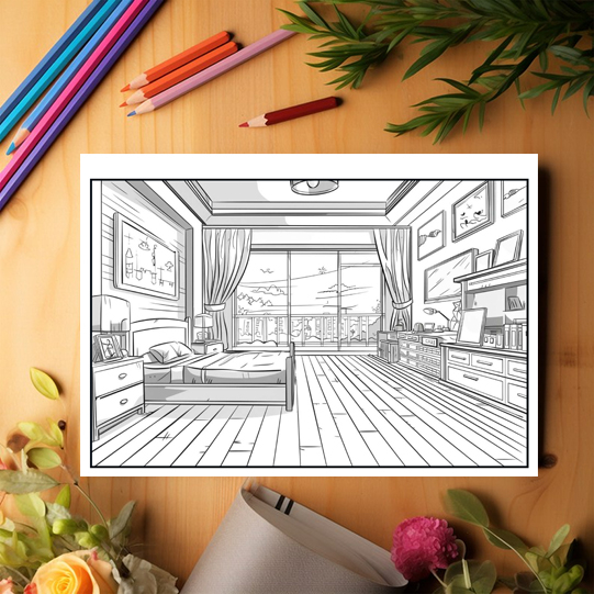Carte de colorat pentru relaxare si antistres, 40 de ilustratii, Design Interior, 86 pagini [3]