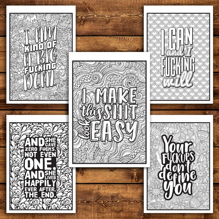 Carte de colorat pentru relaxare si antistres, 40 de ilustratii, F*cking Badass, 86 pagini [6]