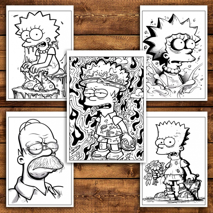 Carte de colorat pentru relaxare si antistres, 40 de ilustratii, Graffiti Simpsons, 86 pagini [5]