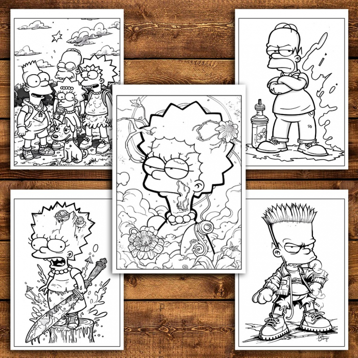 Carte de colorat pentru relaxare si antistres, 40 de ilustratii, Graffiti Simpsons, 86 pagini [4]