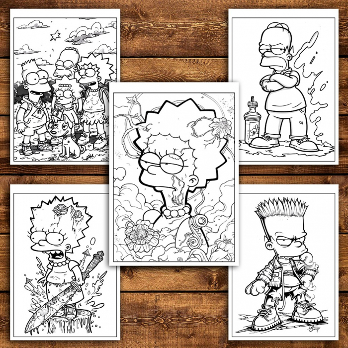 Carte de colorat pentru relaxare si antistres, 40 de ilustratii, Graffiti Simpsons, 86 pagini [4]