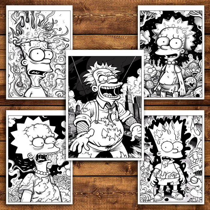 Carte de colorat pentru relaxare si antistres, 40 de ilustratii, Graffiti Simpsons, 86 pagini [6]