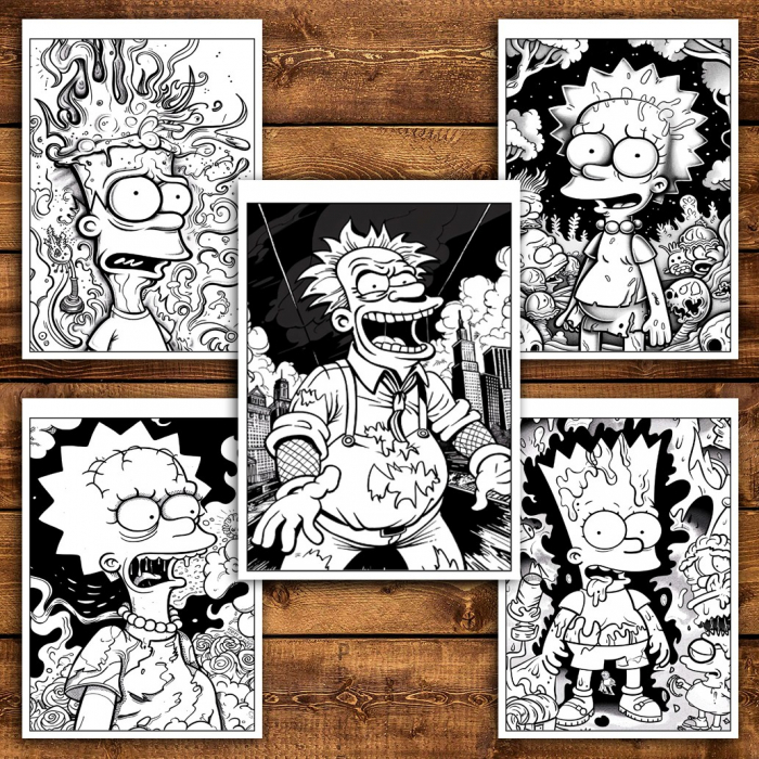 Carte de colorat pentru relaxare si antistres, 40 de ilustratii, Graffiti Simpsons, 86 pagini [6]