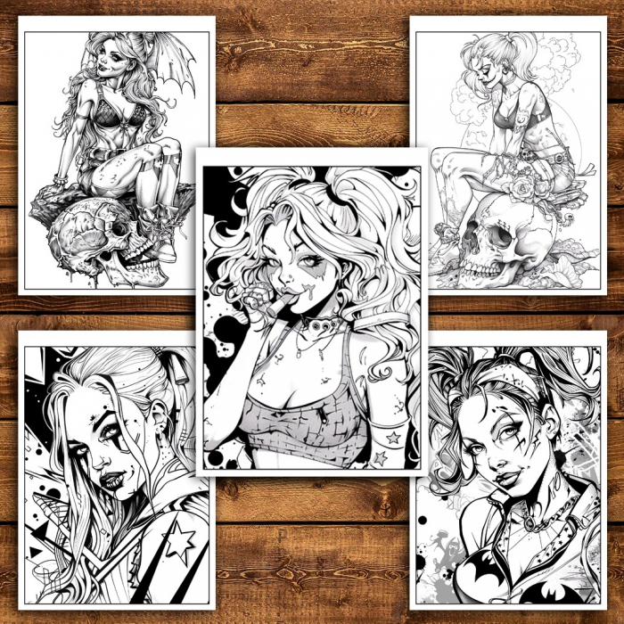 Carte de colorat pentru relaxare si antistres, 40 de ilustratii, Harley Quinn, 86 pagini [4]