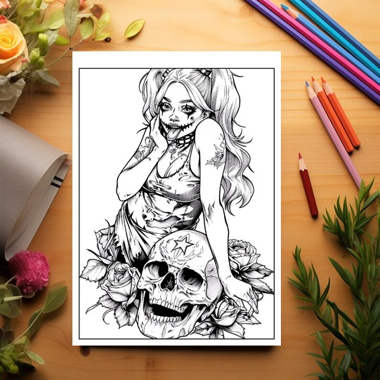 Carte de colorat pentru relaxare si antistres, 40 de ilustratii, Harley Quinn, 86 pagini [3]