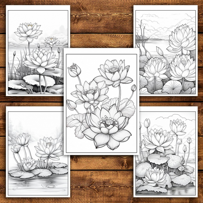 Carte de colorat pentru relaxare si antistres, 40 de ilustratii, Nuferi, 86 pagini [5]