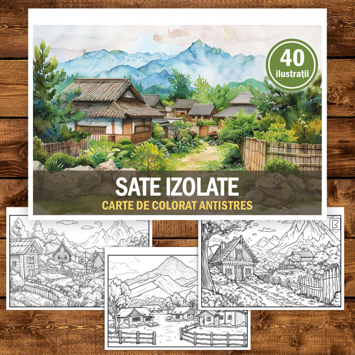 Carte de colorat pentru relaxare si antistres, 40 de ilustratii, Sate Izolate, 86 pagini [2]