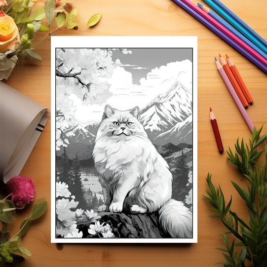 Carte de colorat pentru relaxare si antistres, 40 de ilustratii, Spring Cats, 86 pagini [3]