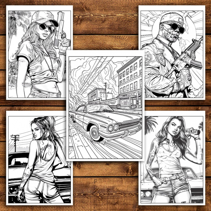Carte de colorat pentru relaxare si antistres, 44 de ilustratii, GTA, 94 pagini [6]