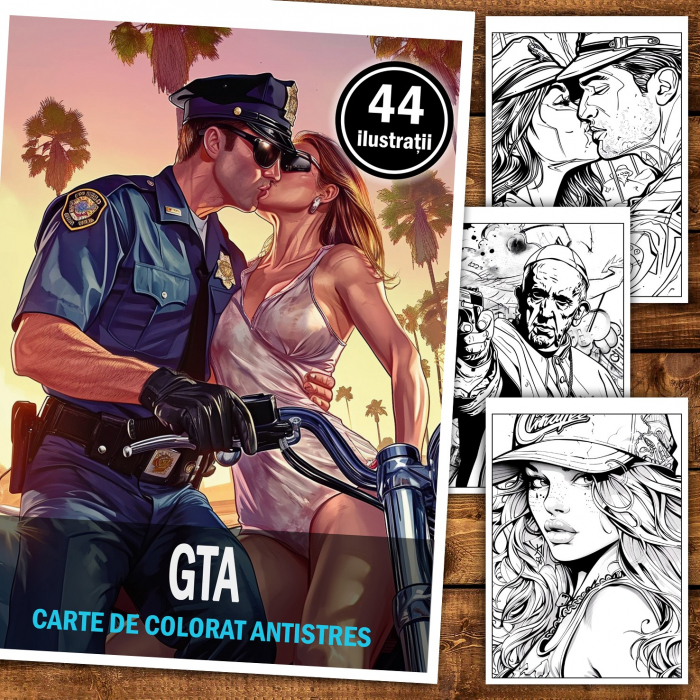 Carte de colorat pentru relaxare si antistres, 44 de ilustratii, GTA, 94 pagini [2]