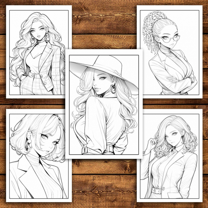 Carte de colorat pentru relaxare si antistres, 45 de ilustratii, Anime Suit Girls, 106 pagini [5]