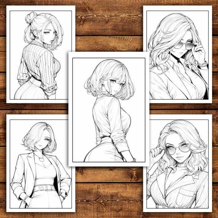 Carte de colorat pentru relaxare si antistres, 45 de ilustratii, Anime Suit Girls, 106 pagini [6]