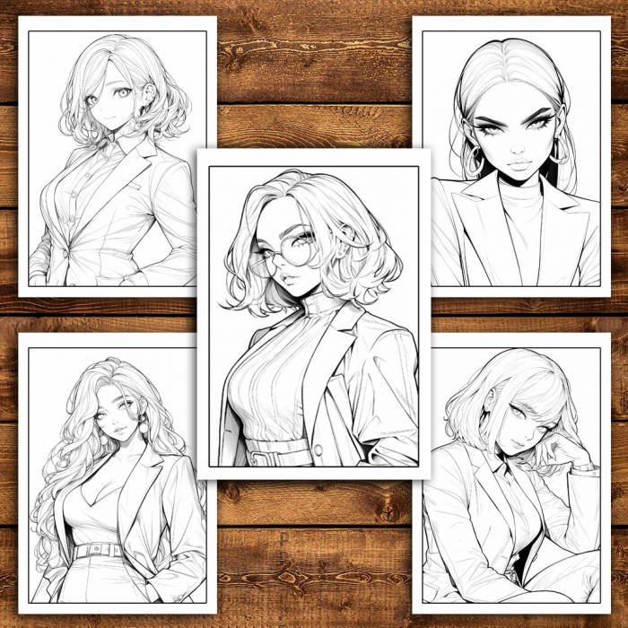 Carte de colorat pentru relaxare si antistres, 45 de ilustratii, Anime Suit Girls, 106 pagini [4]