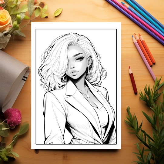 Carte de colorat pentru relaxare si antistres, 45 de ilustratii, Anime Suit Girls, 106 pagini [3]