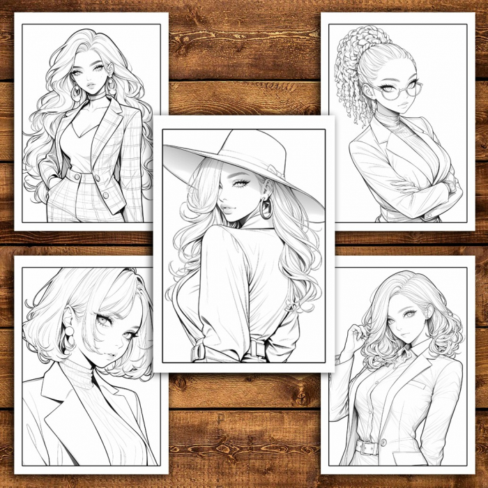 Carte de colorat pentru relaxare si antistres, 45 de ilustratii, Anime Suit Girls, 106 pagini [5]