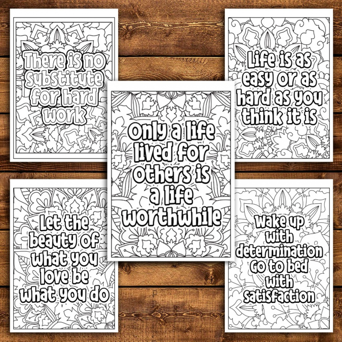 Carte de colorat pentru relaxare si antistres, 45 de ilustratii, Citate Motivationale, 96 pagini [5]