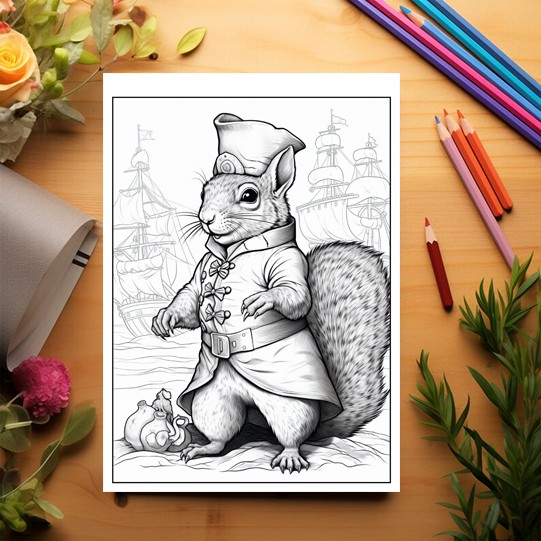 Carte de colorat pentru relaxare si antistres, 45 de ilustratii, Fantasy Squirrels 96 pagini [3]