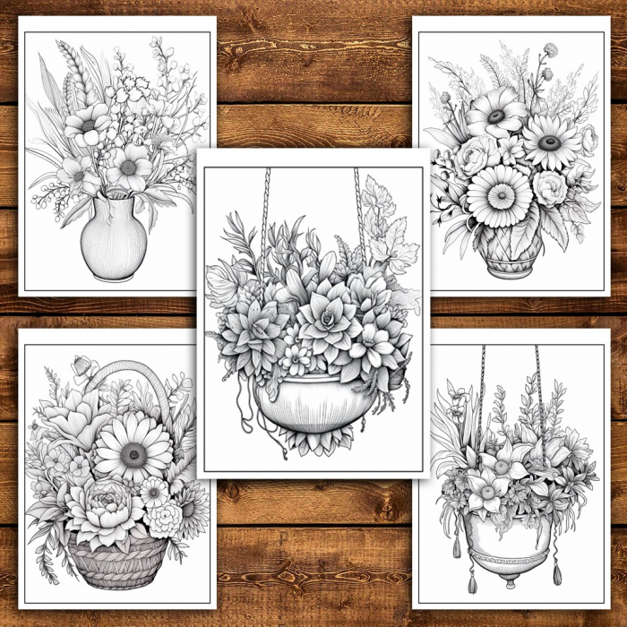 Carte de colorat pentru relaxare si antistres, 45 de ilustratii, Flori Boho, 96 pagini [5]