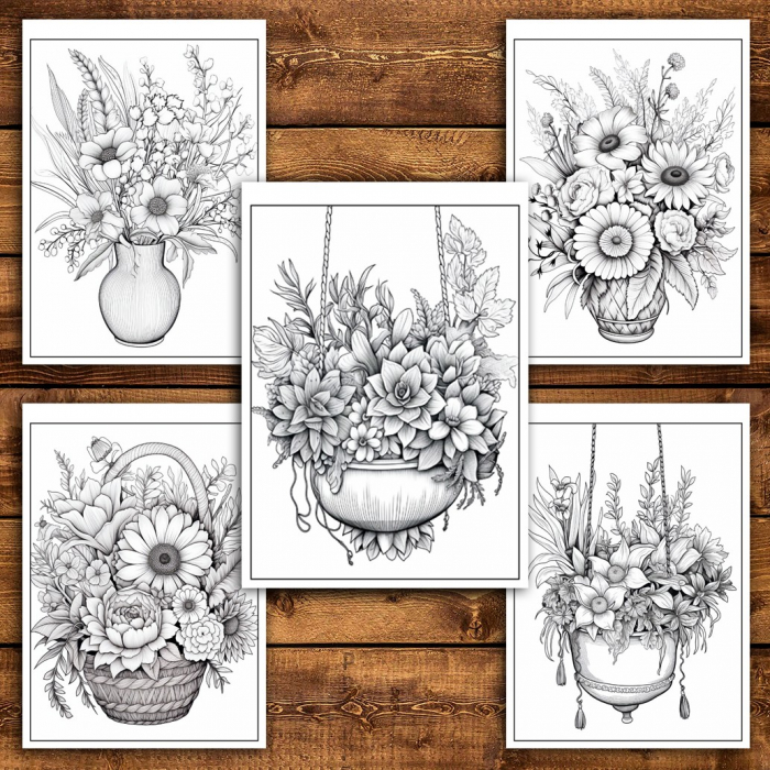 Carte de colorat pentru relaxare si antistres, 45 de ilustratii, Flori Boho, 96 pagini [5]