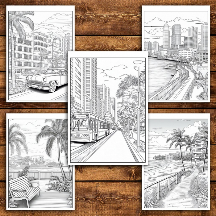 Carte de colorat pentru relaxare si antistres, 45 de ilustratii, Miami, 106 pagini [6]