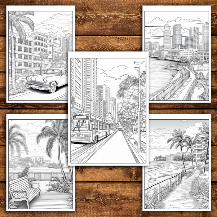 Carte de colorat pentru relaxare si antistres, 45 de ilustratii, Miami, 106 pagini [6]