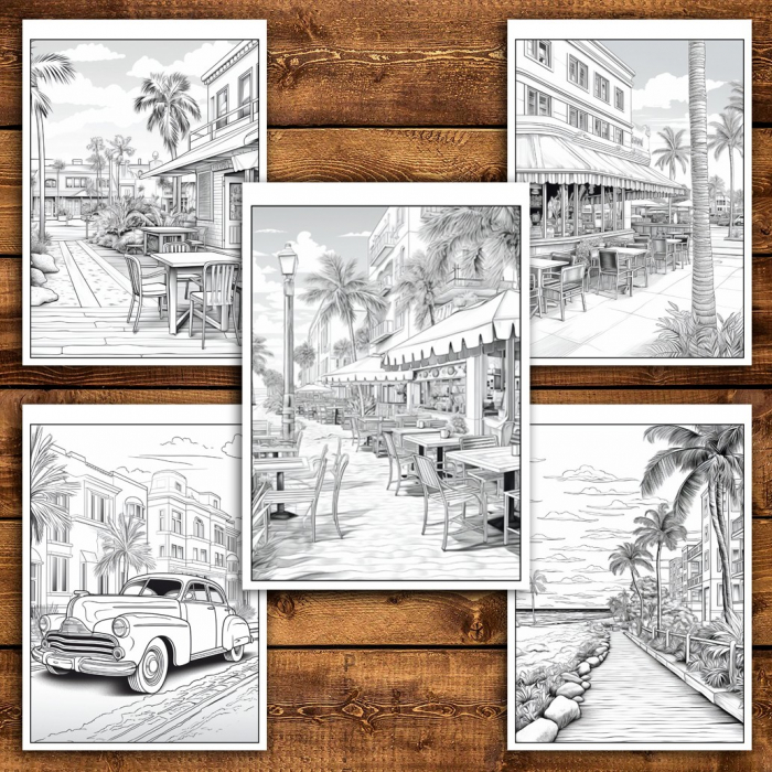 Carte de colorat pentru relaxare si antistres, 45 de ilustratii, Miami, 106 pagini [4]
