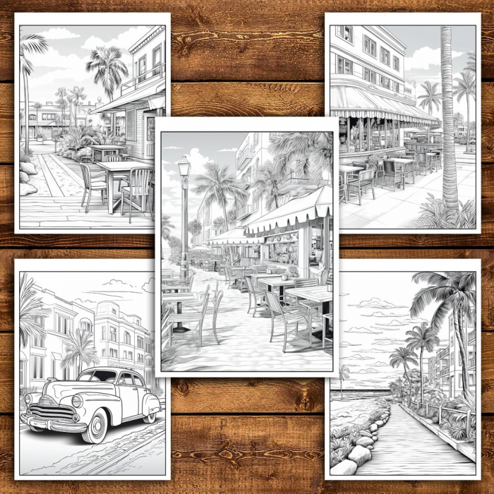 Carte de colorat pentru relaxare si antistres, 45 de ilustratii, Miami, 106 pagini [4]