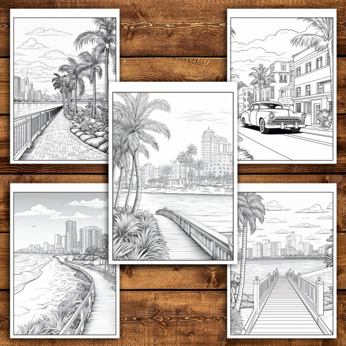 Carte de colorat pentru relaxare si antistres, 45 de ilustratii, Miami, 106 pagini [5]