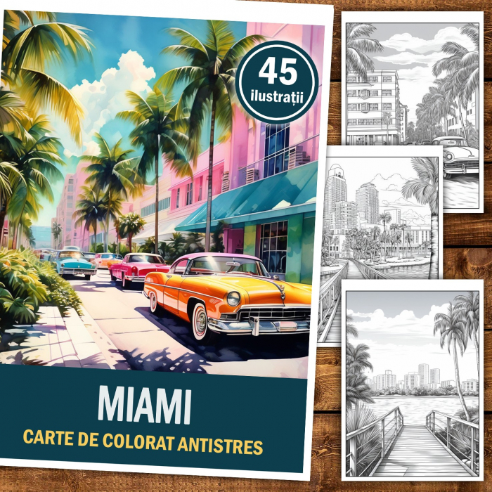 Carte de colorat pentru relaxare si antistres, 45 de ilustratii, Miami, 106 pagini [2]