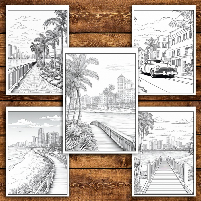 Carte de colorat pentru relaxare si antistres, 45 de ilustratii, Miami, 106 pagini [5]