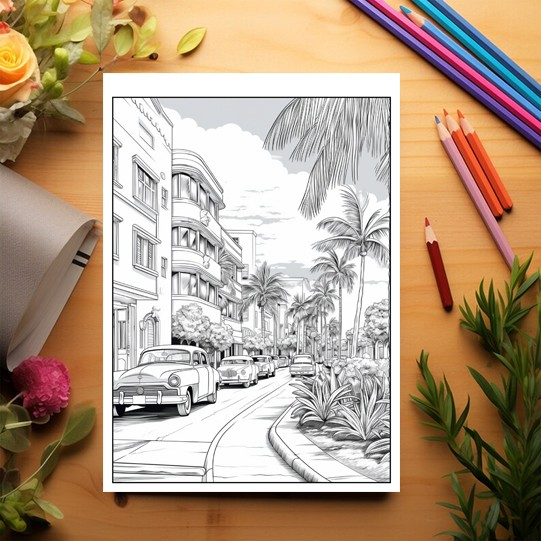 Carte de colorat pentru relaxare si antistres, 45 de ilustratii, Miami, 106 pagini [3]