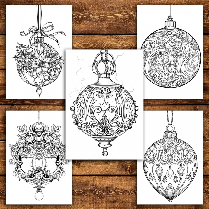 Carte de colorat pentru relaxare si antistres, 45 de ilustratii, Ornamente de Craciun, 96 pagini [4]