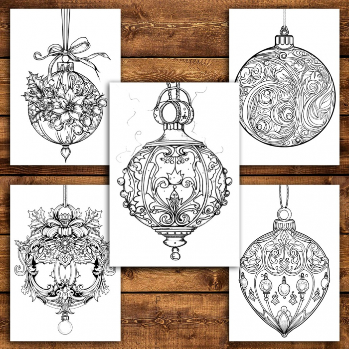 Carte de colorat pentru relaxare si antistres, 45 de ilustratii, Ornamente de Craciun, 96 pagini [4]