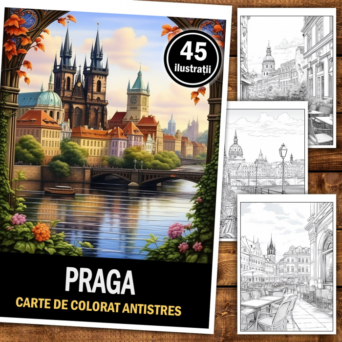 Carte de colorat pentru relaxare si antistres, 45 de ilustratii, Praga, 96 pagini [2]