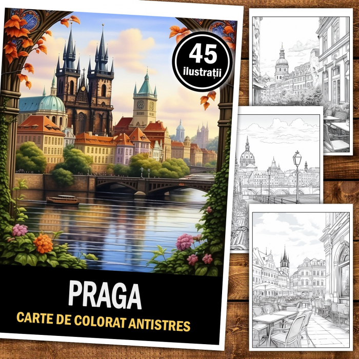 Carte de colorat pentru relaxare si antistres, 45 de ilustratii, Praga, 96 pagini [2]